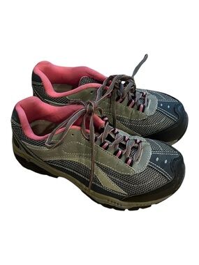 BRAHMA STEEL TOE LEATHER SNEAKERS GRAY PINK SIZE 6 US 37 EU